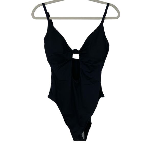 New Andie Swim The Santorini One Piece Swimsuit Key Hole Front Black Size Large - Picture 4 of 14